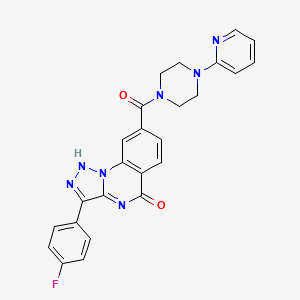 molecular formula C25H20FN7O2 B2810876 3-(4-fluorophenyl)-8-[(4-pyridin-2-ylpiperazin-1-yl)carbonyl][1,2,3]triazolo[1,5-a]quinazolin-5(4H)-one CAS No. 1031595-32-0