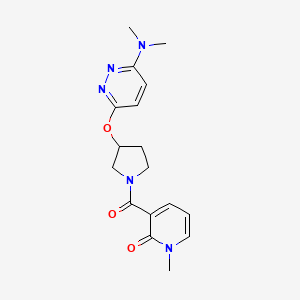 molecular formula C17H21N5O3 B2810880 3-(3-((6-(dimethylamino)pyridazin-3-yl)oxy)pyrrolidine-1-carbonyl)-1-methylpyridin-2(1H)-one CAS No. 2034446-66-5