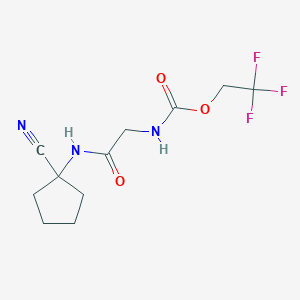 molecular formula C11H14F3N3O3 B2810887 2,2,2-Trifluoroethyl N-[2-[(1-cyanocyclopentyl)amino]-2-oxoethyl]carbamate CAS No. 1436160-40-5