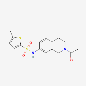 molecular formula C16H18N2O3S2 B2810889 N-(2-acetyl-1,2,3,4-tetrahydroisoquinolin-7-yl)-5-methylthiophene-2-sulfonamide CAS No. 955673-27-5