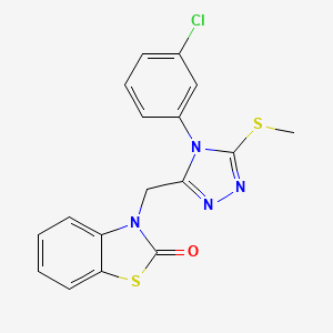 molecular formula C17H13ClN4OS2 B2810892 3-[[4-(3-Chlorophenyl)-5-methylsulfanyl-1,2,4-triazol-3-yl]methyl]-1,3-benzothiazol-2-one CAS No. 847403-36-5