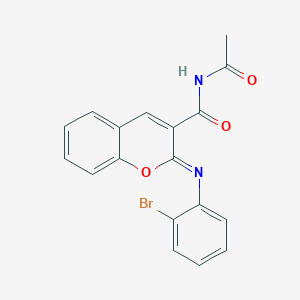 molecular formula C18H13BrN2O3 B2810900 N-Acetyl-2-(2-bromophenyl)iminochromene-3-carboxamide CAS No. 2415642-11-2