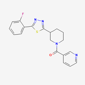 molecular formula C19H17FN4OS B2810904 (3-(5-(2-Fluorophenyl)-1,3,4-thiadiazol-2-yl)piperidin-1-yl)(pyridin-3-yl)methanone CAS No. 1219901-79-7