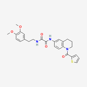 molecular formula C26H27N3O5S B2810906 N1-(3,4-dimethoxyphenethyl)-N2-(1-(thiophene-2-carbonyl)-1,2,3,4-tetrahydroquinolin-6-yl)oxalamide CAS No. 899735-72-9
