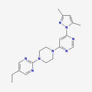molecular formula C19H24N8 B2810912 2-[4-[6-(3,5-Dimethylpyrazol-1-yl)pyrimidin-4-yl]piperazin-1-yl]-5-ethylpyrimidine CAS No. 2415584-84-6