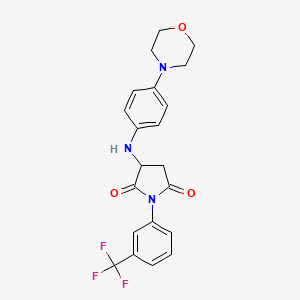 molecular formula C21H20F3N3O3 B2810913 3-{[4-(Morpholin-4-yl)phenyl]amino}-1-[3-(trifluoromethyl)phenyl]pyrrolidine-2,5-dione CAS No. 355115-32-1