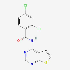 molecular formula C13H7Cl2N3OS B2810916 2,4-二氯-N-(噻吩[2,3-d]嘧啶-4-基)苯甲酰胺 CAS No. 1004052-57-6