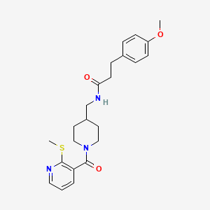 molecular formula C23H29N3O3S B2810919 3-(4-甲氧基苯基)-N-((1-(2-(甲硫基)烟酰基)哌啶-4-基)甲基)丙酰胺 CAS No. 1235232-44-6