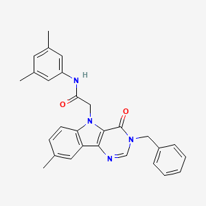 molecular formula C28H26N4O2 B2810922 2-(3-benzyl-8-methyl-4-oxo-3,4-dihydro-5H-pyrimido[5,4-b]indol-5-yl)-N-(3,5-dimethylphenyl)acetamide CAS No. 1216750-56-9