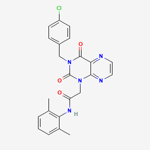 molecular formula C23H20ClN5O3 B2810923 2-(3-(4-chlorobenzyl)-2,4-dioxo-3,4-dihydropteridin-1(2H)-yl)-N-(2,6-dimethylphenyl)acetamide CAS No. 1359154-27-0