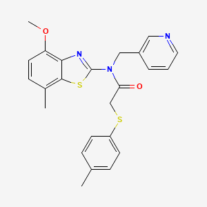 molecular formula C24H23N3O2S2 B2810934 N-(4-methoxy-7-methylbenzo[d]thiazol-2-yl)-N-(pyridin-3-ylmethyl)-2-(p-tolylthio)acetamide CAS No. 941909-19-9