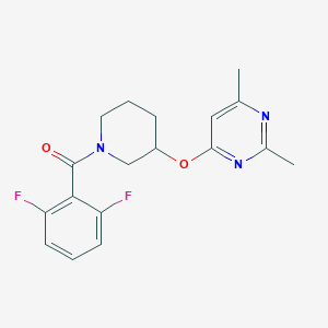molecular formula C18H19F2N3O2 B2810945 (2,6-Difluorophenyl)(3-((2,6-dimethylpyrimidin-4-yl)oxy)piperidin-1-yl)methanone CAS No. 2034500-15-5