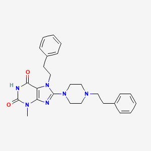molecular formula C26H30N6O2 B2810947 3-methyl-7-phenethyl-8-(4-phenethylpiperazin-1-yl)-1H-purine-2,6(3H,7H)-dione CAS No. 898428-21-2