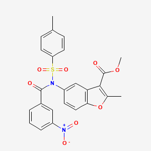 molecular formula C25H20N2O8S B2810950 Methyl 2-methyl-5-[[(4-methylphenyl)sulfonyl](3-nitrobenzoyl)amino]-1-benzofuran-3-carboxylate CAS No. 448212-99-5