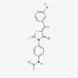 molecular formula C18H14N2O3S2 B2810952 (Z)-N-(4-(5-(3-hydroxybenzylidene)-4-oxo-2-thioxothiazolidin-3-yl)phenyl)acetamide CAS No. 879968-42-0