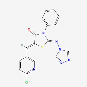 5-[(6-chloropyridin-3-yl)methylidene]-3-phenyl-2-[(4H-1,2,4-triazol-4-yl)imino]-1,3-thiazolidin-4-one