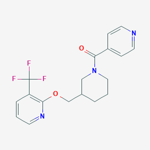 molecular formula C18H18F3N3O2 B2810983 Pyridin-4-yl-[3-[[3-(trifluoromethyl)pyridin-2-yl]oxymethyl]piperidin-1-yl]methanone CAS No. 2380009-46-9