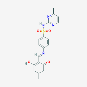 molecular formula C19H20N4O4S B2810987 5-Methyl-2-(((4-(((4-methylpyrimidin-2-YL)amino)sulfonyl)phenyl)amino)methylene)cyclohexane-1,3-dione CAS No. 1023576-56-8