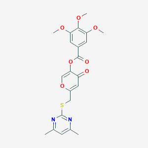 molecular formula C22H22N2O7S B2810997 6-(((4,6-二甲基嘧啶-2-基)硫)甲基)-4-氧代-4H-吡喃-3-基 3,4,5-三甲氧基苯甲酸酯 CAS No. 877636-04-9