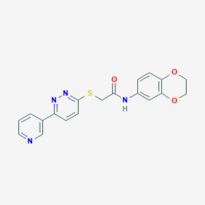molecular formula C19H16N4O3S B2811001 N-(2,3-dihydro-1,4-benzodioxin-6-yl)-2-(6-pyridin-3-ylpyridazin-3-yl)sulfanylacetamide CAS No. 872702-00-6