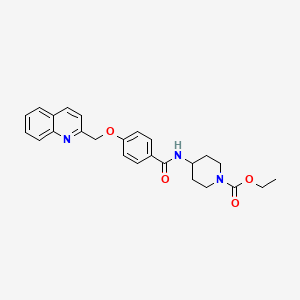 molecular formula C25H27N3O4 B2811008 Ethyl 4-(4-(quinolin-2-ylmethoxy)benzamido)piperidine-1-carboxylate CAS No. 1169968-63-1