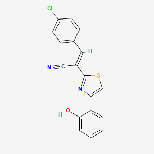 molecular formula C18H11ClN2OS B2811013 (E)-3-(4-chlorophenyl)-2-(4-(2-hydroxyphenyl)thiazol-2-yl)acrylonitrile CAS No. 402953-48-4