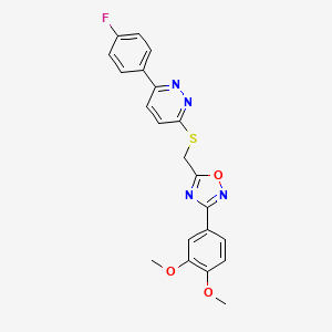 molecular formula C21H17FN4O3S B2811015 3-({[3-(3,4-Dimethoxyphenyl)-1,2,4-oxadiazol-5-yl]methyl}thio)-6-(4-fluorophenyl)pyridazine CAS No. 1111260-51-5