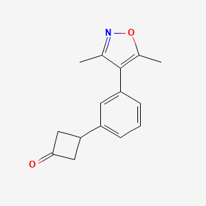 molecular formula C15H15NO2 B2811042 3-[3-(3,5-二甲基-1,2-噁唑-4-基)苯基]环丁酮 CAS No. 2241129-05-3