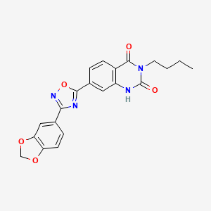 molecular formula C21H18N4O5 B2811049 7-(3-(benzo[d][1,3]dioxol-5-yl)-1,2,4-oxadiazol-5-yl)-3-butylquinazoline-2,4(1H,3H)-dione CAS No. 1358414-59-1