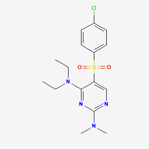 molecular formula C16H21ClN4O2S B2811058 N-[5-[(4-chlorophenyl)sulfonyl]-4-(diethylamino)-2-pyrimidinyl]-N,N-dimethylamine CAS No. 478247-39-1