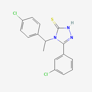 molecular formula C16H13Cl2N3S B2811062 5-(3-chlorophenyl)-4-[1-(4-chlorophenyl)ethyl]-4H-1,2,4-triazole-3-thiol CAS No. 909352-57-4