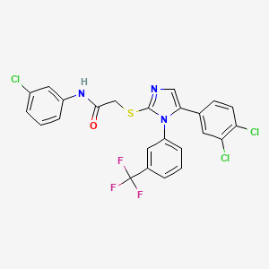 molecular formula C24H15Cl3F3N3OS B2811067 N-(3-氯苯基)-2-((5-(3,4-二氯苯基)-1-(3-(三氟甲基)苯基)-1H-咪唑-2-基)硫)乙酰胺 CAS No. 1226427-17-3