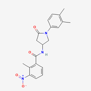 molecular formula C20H21N3O4 B2811069 N-[1-(3,4-二甲基苯基)-5-氧代吡咯烷-3-基]-2-甲基-3-硝基苯甲酰胺 CAS No. 896370-56-2