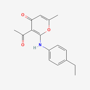 molecular formula C16H17NO3 B2811072 3-乙酰-2-((4-乙基苯基)氨基)-6-甲基-4H-吡喃-4-酮 CAS No. 540499-27-2