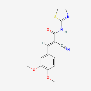 molecular formula C15H13N3O3S B2811075 (2E)-2-氰基-3-(3,4-二甲氧基苯基)-N-(1,3-噻唑-2-基)丙-2-烯酰胺 CAS No. 849684-21-5