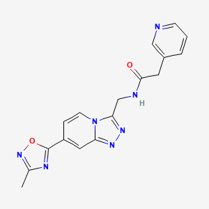 molecular formula C17H15N7O2 B2811077 N-((7-(3-methyl-1,2,4-oxadiazol-5-yl)-[1,2,4]triazolo[4,3-a]pyridin-3-yl)methyl)-2-(pyridin-3-yl)acetamide CAS No. 2034414-19-0