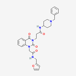 molecular formula C30H33N5O5 B2811078 N-(1-苄基哌嗪-4-基)-3-(1-(2-((呋喃-2-基甲基)氨基)-2-氧代乙基)-2,4-二氧代-1,2-二氢喹唑-3(4H)-基)丙酰胺 CAS No. 1251682-36-6
