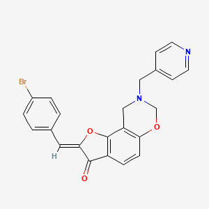 molecular formula C23H17BrN2O3 B2811093 (Z)-2-(4-bromobenzylidene)-8-(pyridin-4-ylmethyl)-8,9-dihydro-2H-benzofuro[7,6-e][1,3]oxazin-3(7H)-one CAS No. 929856-22-4