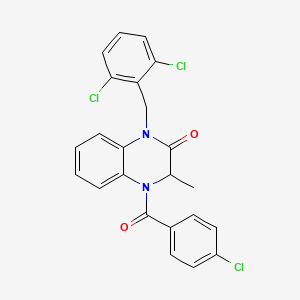 molecular formula C23H17Cl3N2O2 B2811100 4-(4-chlorobenzoyl)-1-[(2,6-dichlorophenyl)methyl]-3-methyl-3H-quinoxalin-2-one CAS No. 317822-30-3