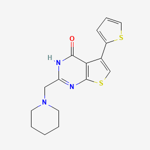molecular formula C16H17N3OS2 B2811101 2-(piperidin-1-ylmethyl)-5-(thiophen-2-yl)-3H,4H-thieno[2,3-d]pyrimidin-4-one CAS No. 255378-91-7