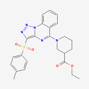 molecular formula C24H25N5O4S B2811118 乙酸1-{3-[(4-甲基苯基)磺酰][1,2,3]三唑并[1,5-a]喹唑啉-5-基}哌啶-3-羧酸乙酯 CAS No. 893271-97-1