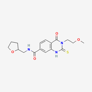 molecular formula C17H21N3O4S B2811119 3-(2-methoxyethyl)-4-oxo-N-(tetrahydrofuran-2-ylmethyl)-2-thioxo-1,2,3,4-tetrahydroquinazoline-7-carboxamide CAS No. 422527-90-0