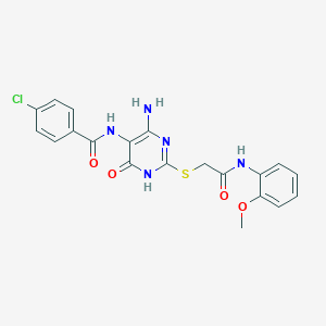 N-(4-amino-2-((2-((2-methoxyphenyl)amino)-2-oxoethyl)thio)-6-oxo-1,6-dihydropyrimidin-5-yl)-4-chlorobenzamide
