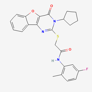 2-[(3-cyclopentyl-4-oxo-3,4-dihydro[1]benzofuro[3,2-d]pyrimidin-2-yl)sulfanyl]-N-(5-fluoro-2-methylphenyl)acetamide