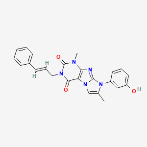 molecular formula C24H21N5O3 B2811141 3-cinnamyl-8-(3-hydroxyphenyl)-1,7-dimethyl-1H-imidazo[2,1-f]purine-2,4(3H,8H)-dione CAS No. 949763-67-1