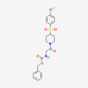 molecular formula C22H26N2O6S B2811154 苯甲酰(2-(4-((4-甲氧基苯基)磺酰)哌啶-1-基)-2-氧乙基)氨基甲酸酯 CAS No. 1448046-89-6