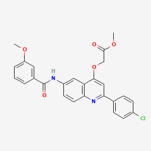 Methyl 2-((2-(4-chlorophenyl)-6-(3-methoxybenzamido)quinolin-4-yl)oxy)acetate