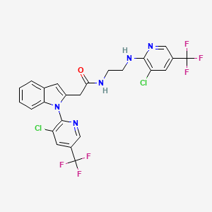 molecular formula C24H17Cl2F6N5O B2811176 2-{1-[3-chloro-5-(trifluoromethyl)pyridin-2-yl]-1H-indol-2-yl}-N-(2-{[3-chloro-5-(trifluoromethyl)pyridin-2-yl]amino}ethyl)acetamide CAS No. 337920-35-1
