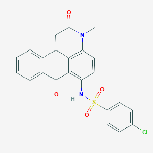 molecular formula C23H15ClN2O4S B281118 4-chloro-N-(3-methyl-2,7-dioxo-2,7-dihydro-3H-naphtho[1,2,3-de]quinolin-6-yl)benzenesulfonamide 