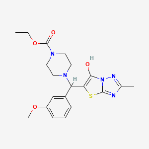 Ethyl 4-((6-hydroxy-2-methylthiazolo[3,2-b][1,2,4]triazol-5-yl)(3-methoxyphenyl)methyl)piperazine-1-carboxylate